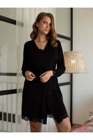 Чудовий халат з бавовни Your Touch AM-5050 чорний